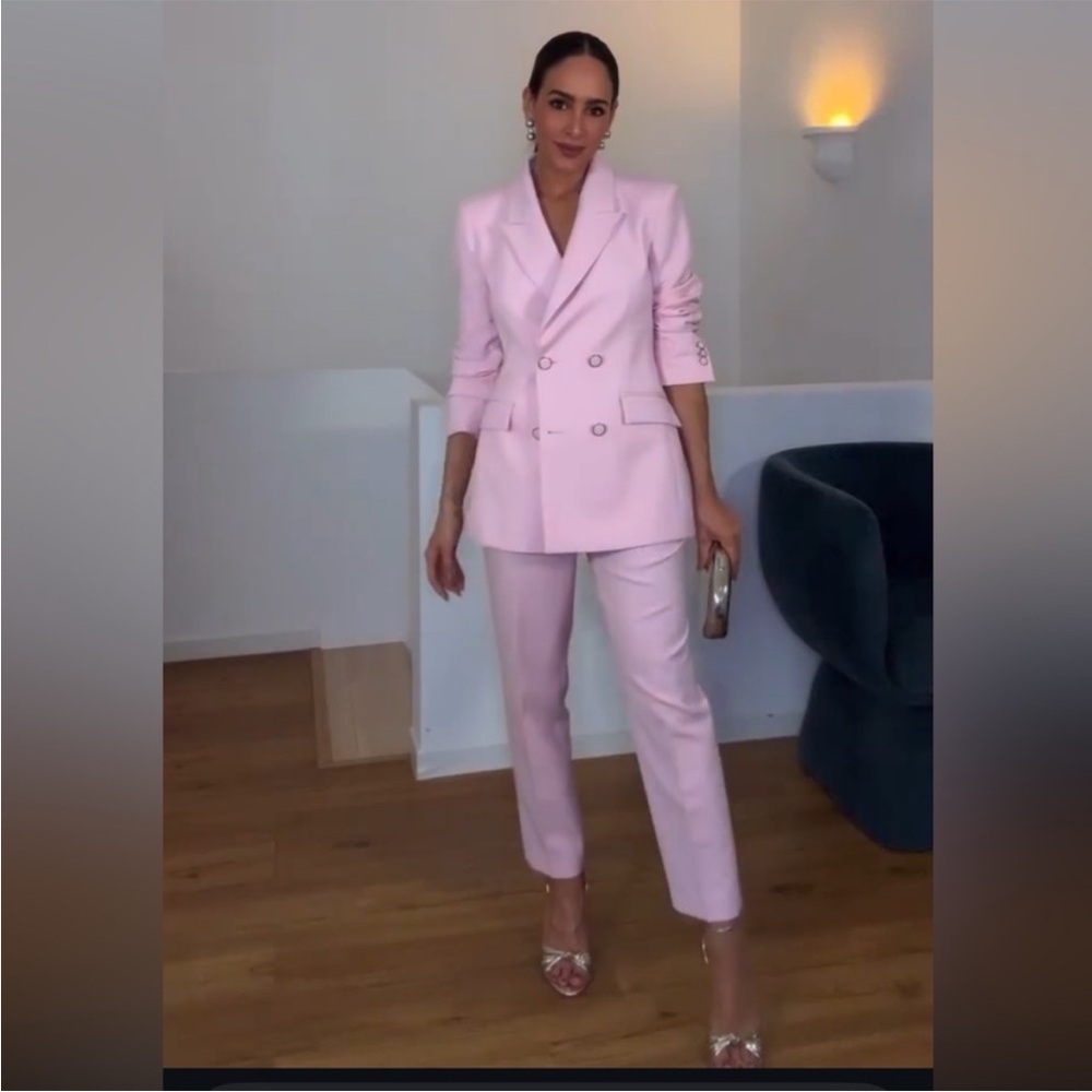 ZARA 2 PIECES SET DOUBLE BREASTED SHOULDER PAD BLAZER AND SLIM HIGH WAIST PANTS - Picture 8 of 16
